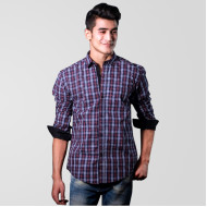 Purple White & Black Check Shirt 